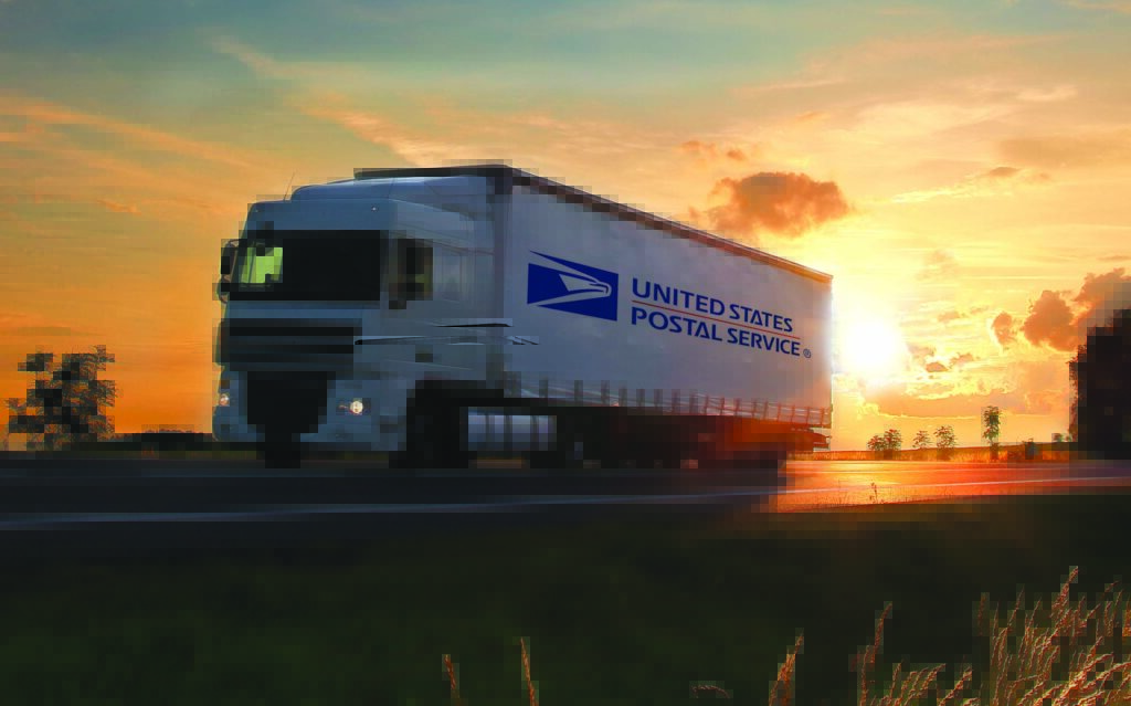 USPS Truck delivering direct mail