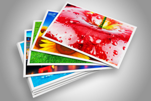 Creative abstract digital photography and photographic picture visual imaging art concept: 3D render illustration of the stack of colorful photo cards isolated on white background
